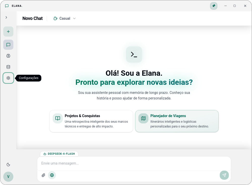 Elana AI interface in light theme